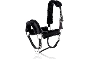 Equinavia Valkyrie Ultra Fleece Breakaway Horse Halter | Padded Fleece Adjustable Safety Halter with Nylon Webbing - Black/Black - Horse