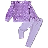 Jecson Toddler Girl Fall Clothes: Soft Warm Stretchy Outfits Set Ruffle Sleeve Sweatshirt and Leggings Cute Home & Out 2-8Y