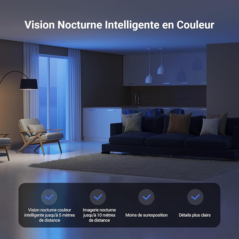 CP1 Pro 2K Caméra Surveillance WiFi Intérieure, Camera Bébé WiFi 2.4Ghz Pan/Tilt à 360 °, Vision Nocturne Intelligente, Suivi Auto, Audio Bidirectionnel, Mode Veille, Compatible avec Alexa