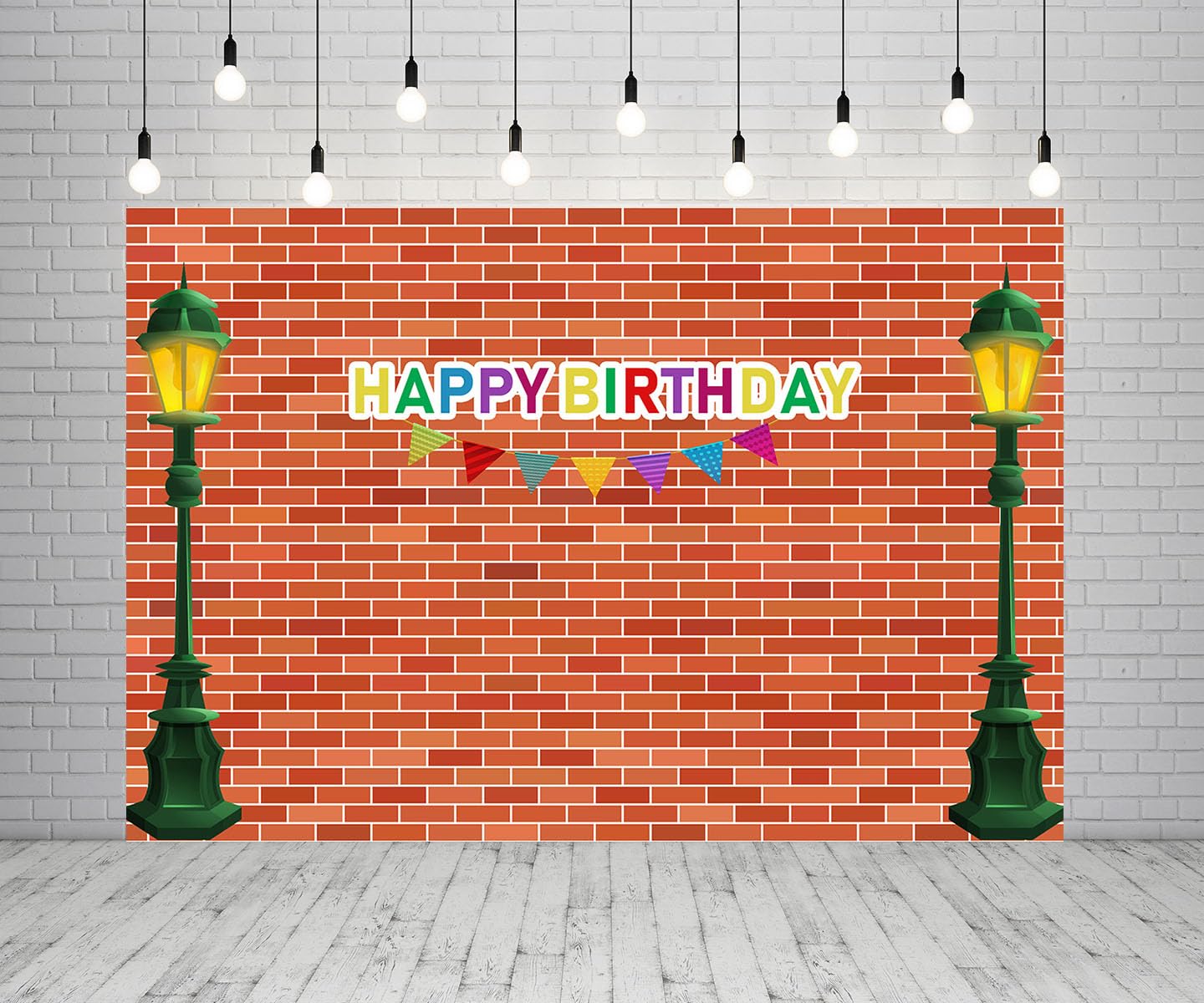 View 1 of 7x5ft Red Brick Wall Street Backdrop Cartoon Photography Backdrops Happy Birthday Party Background Party Decors Decorations Baby Shower Table Banner Background