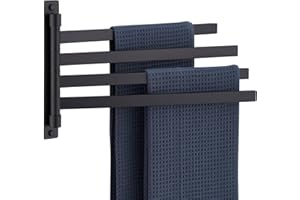 KOKOSIRI Bathroom Towel Bars Swivel Towel Rails Matte Black Swing Out Hand Towel Holder 4-Arm for Bath Kitchen Wall Stainless