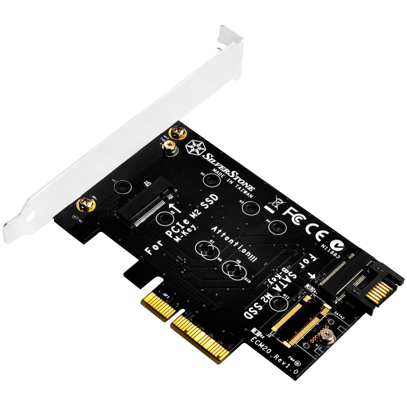 SilverStone SST-ECM20 - SuperSpeed PCI-E Express Card x4 to M.2 (NGFF) and SATA to M.2