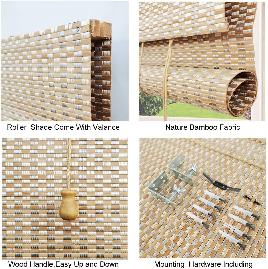 LETAU Wood Window Shades Blinds, Bamboo Light Filtering Custom Roman Shades, New Pattern 9: Home & Kitchen