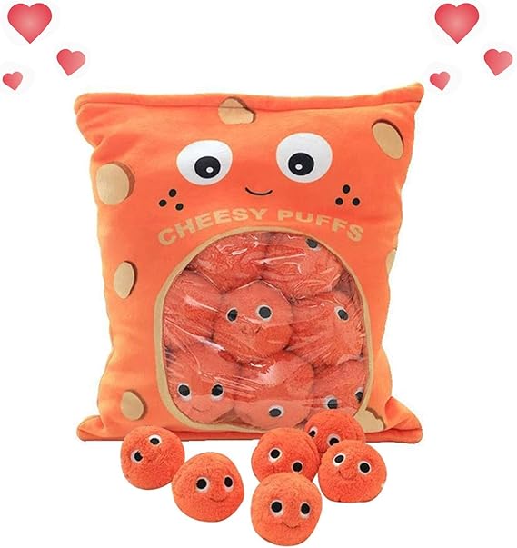 Dhukien Cheesy Puffs Plush Toy, Stuffed Soft Snack Pillow Plush Puff