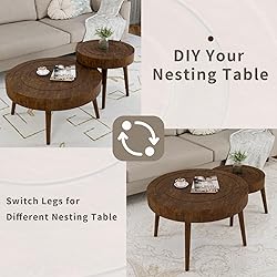 HOMPUS Nesting Coffee Tables w Wood Grain Finish, 2