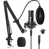 MAONO XLR Condenser Microphone, Professional Cardioid Studio Recording Mic for Streaming, Podcasting, Singing, Voice-Over, Vo