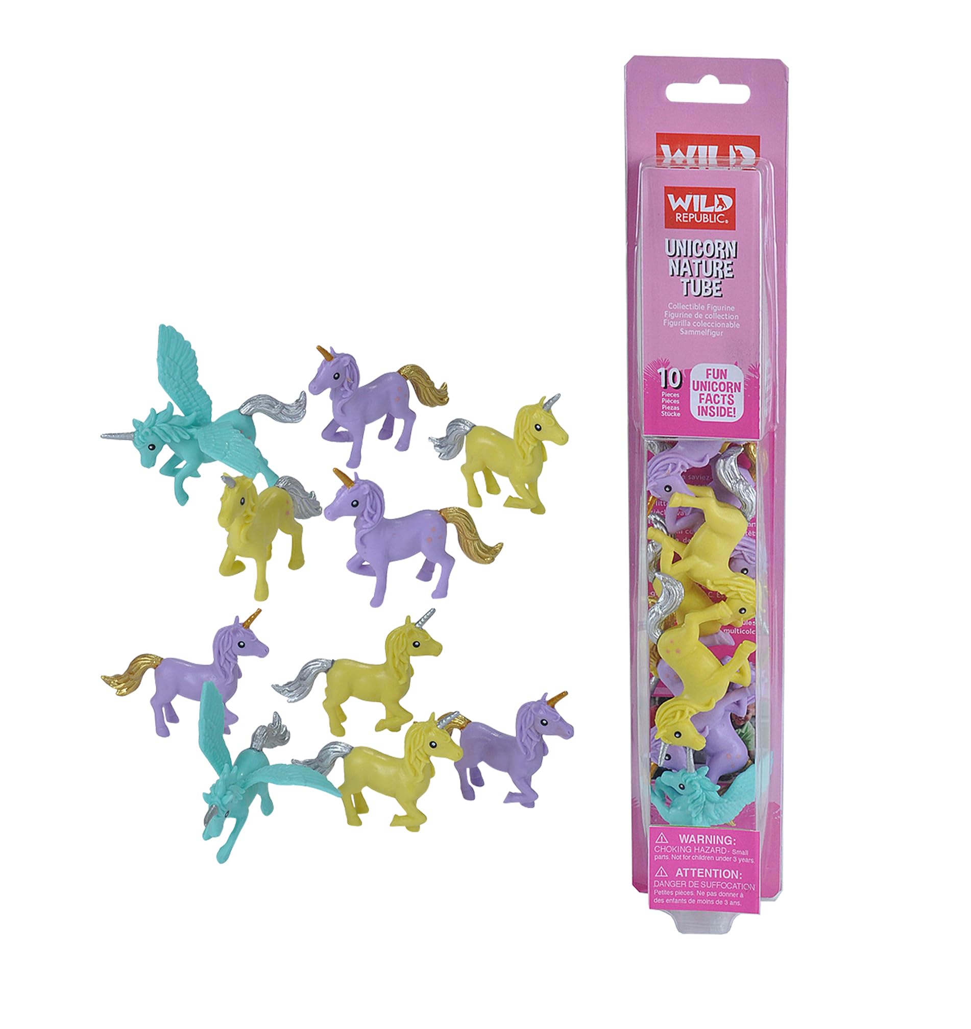 WILD REPUBLIC 23235 Figures Unicorns Playset, Nature Tube, 10 Pieces, Multi