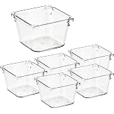 Ravinte 6 Pack Drawer Organizer, 3" X 3" Plastic Storage Bins | Acrylic Tray Design, Non-Slip Pads, For Makeup, Jewelry, Kitchen Utensils, Bathroom, Office Storage