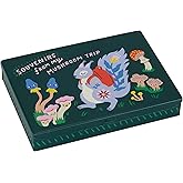 Blue Q Hinged Tin Pocket Box - Mushroom Trip - Small Hinged Tin-Plated Steel Container Organizer for Everyday Carry, Travel, Survival, Mints, Storage, Gift and Cards - 4.25"w x 0.75"h x 3"d