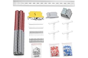 GUETNEU Terminal Block Kit, Rail Type Voltage Terminal, Rail Combined Terminal Block(Red & Gray)