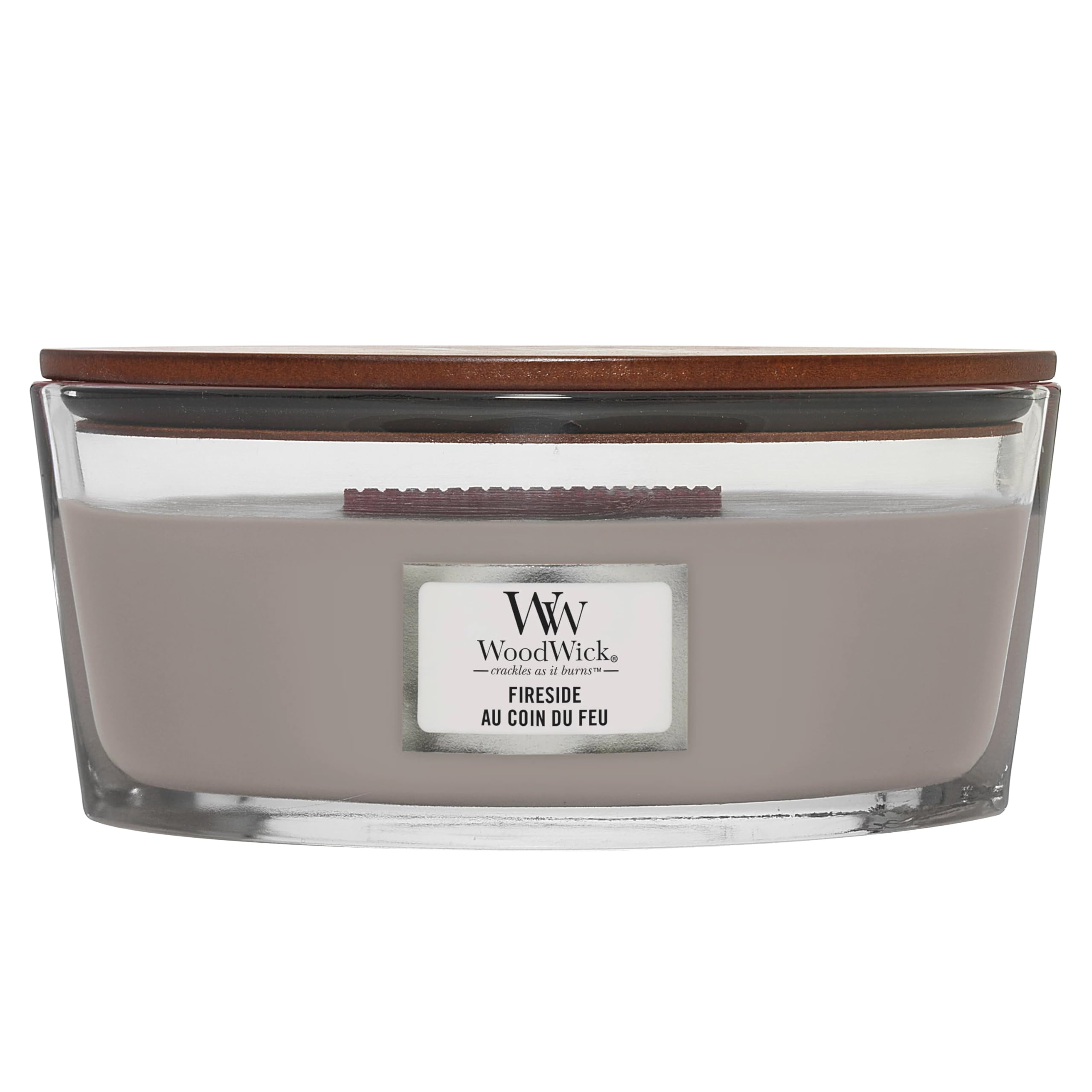 WoodWick Ellipse Scented Candle | Fireside | with Crackling Wick | Burn Time: Up to 50 Hours