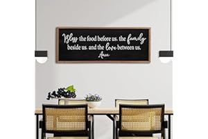 SURFAPANS Bless the Food Before Us Sign Wall Decor 40"X15" Large Farmhouse Dining Room Wall Decor Framed Wood Rustic Home Wall Art Kitchen Decoration (Wood Black)