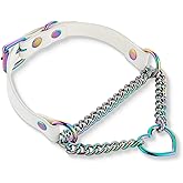 ADEMISHIA Black/Pink Leather Choker Necklace For Women, Handmade Adjustable Chain Collar with Metallic Heart Ring