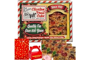 MUCHAI INNOVATIONS Fruitcake Traditional Old Fashion - Red & White Stripe Gift Boxed Fruit Cake | Christmas Holiday Thanksgiving Dessert - Friend Family Coworker Colleague Care Package | Muchai Box (3-16 Oz Packs)