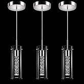 Esfos Pendant Ceiling Light Fixture, LED Kitchen Lighting Crystal Pendant Lights Kitchen Island, 1-Light Integrated Kitchen H