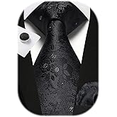 Enlision Ties for Men Floral Tie Handkerchief Cufflinks Set Formal Flower Classic Mens Necktie & Pocket Square Wedding