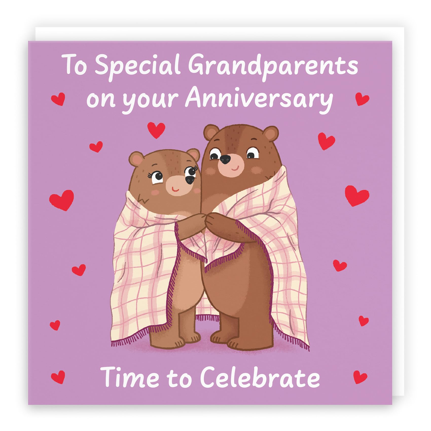 Hunts England - Cute Snuggly Bears Grandparents Anniversary Card - Fun Bears Anniversary Card - Love Story Collection