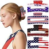 4Pcs American Flag Claw Clips USA Patriotic 4th of July Design Hair Accessories Red White and Blue Hair Clips for Independence Day Veterans' Day