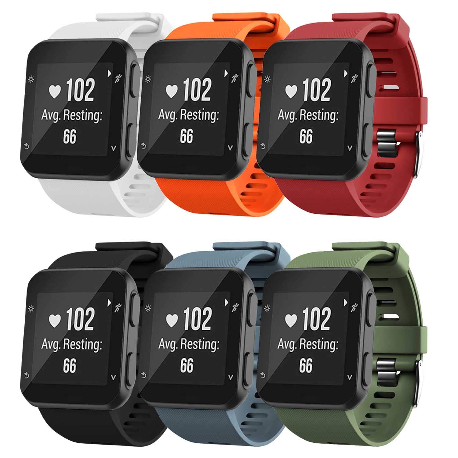 TopPerfekt Strap Compatible with Garmin Forerunner 35, Soft Silicone Replacement Watch Band Strap for Garmin Forerunner 35 Smart Watch, Fit 5.11-9.05 Inch (130-230 mm) Wrist (6-Colors/1(Black buckle))