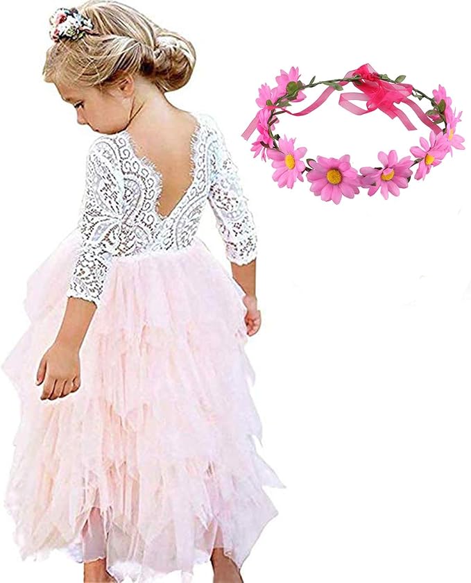 GMIFUN Girl�s ALine Lace Flower Dresses