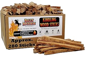 BILLY BUCKSKIN HOME & BEAUTY Billy Buckskin Co. Kindling Wood Fire Sticks, Firewood Kindling Stick, Fire Starter for Campfires, Firepits, Bonfires, Outdoor & Indoor Fireplaces, Approx. 280 Kiln Dried Kindling Fire Sticks per Box