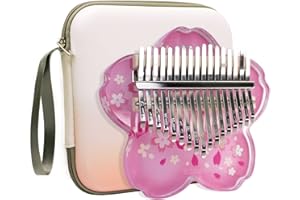 EDDARAY Acrylic Kalimba Thumb Piano 17 Keys, Transparent Finger Piano Mbira Sanza Cherry Blossoms Shape with Tone Hammer and Box for Kids Adults Beginners, Portable Keyboard Musical Instruments Birthday Gift