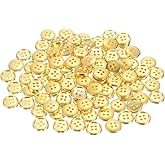 HARFINGTON 100pcs 20L Plastic Sewing Buttons 12.5mm 1/2" 4-Hole Round Replacement Craft Button for Coats Sewing Clothing and DIY, Gold