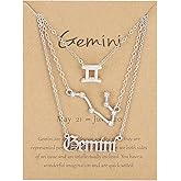 COLORFUL BLING 3Pcs 12 Constellation Zodiac Sign Layered Choker Necklaces Set Letter Astrology Horoscope with Message Card for Women Jewelry
