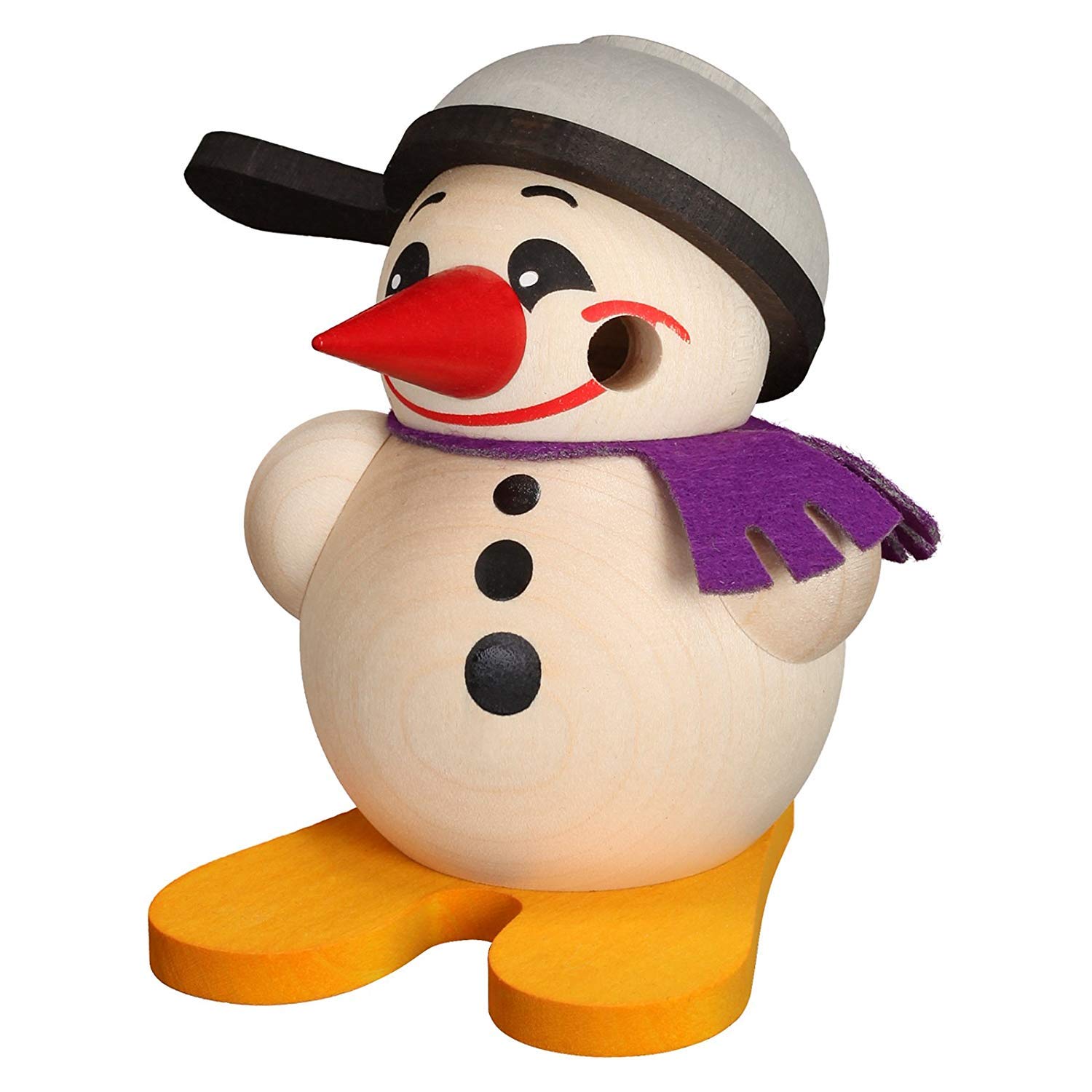 Seiffener Volkskunst German incense smoker Cool-Man with ski and pant, height 9 cm / 4 inch, original Erzgebirge