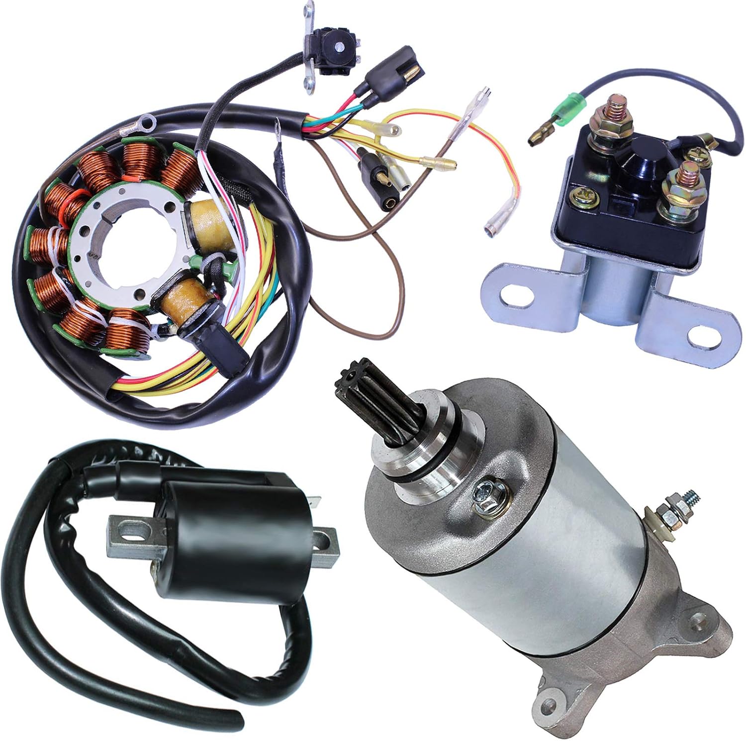 GLENPARTS Stator Ignition Coil Starter Solenoid Relay for Polaris Scrambler