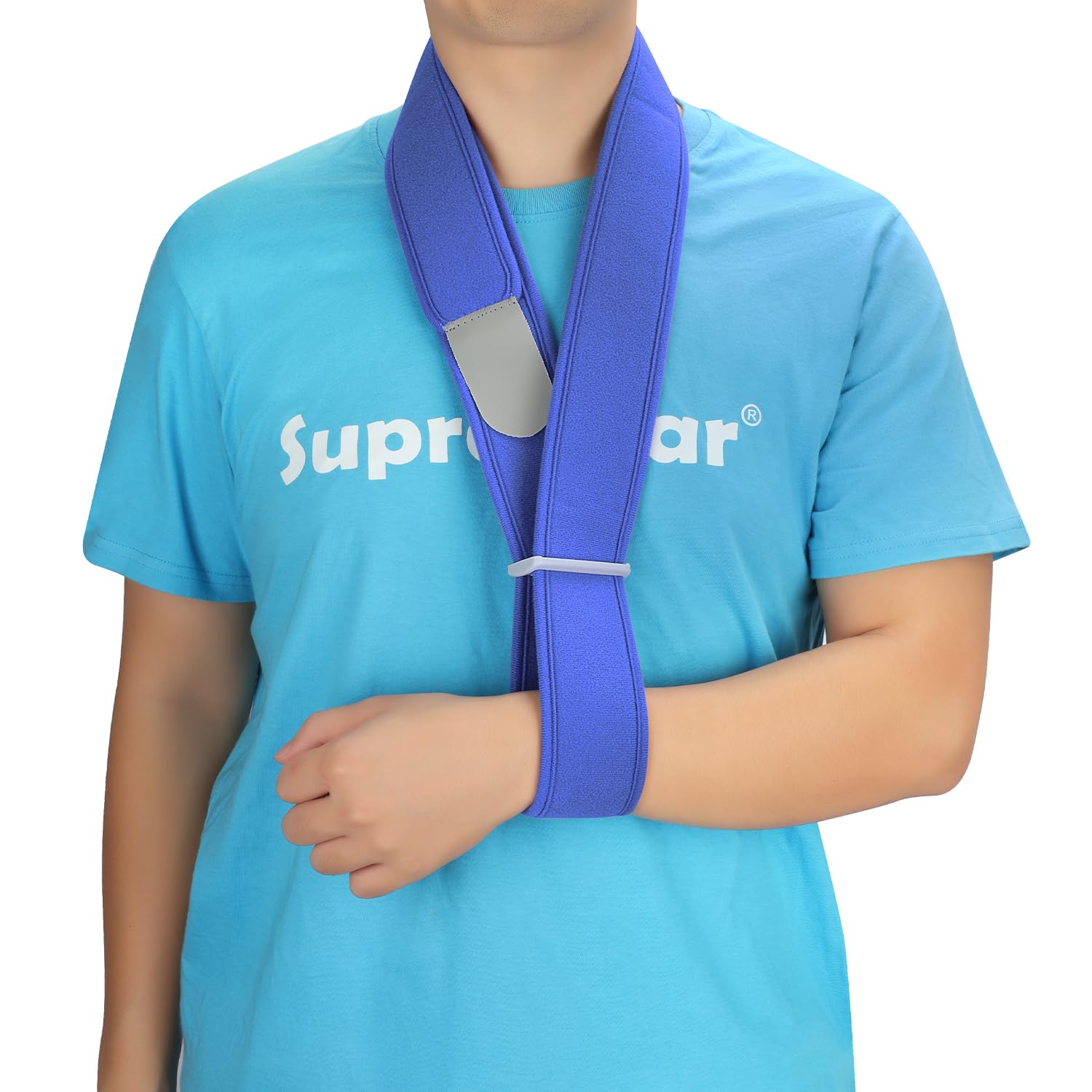 supregear Arm Sling, Adjustable Collar and Cuff Sling Immobilizer Lightweight Neck Support Simple Arm Sling Breathable Medical Shoulder Support for Men Women, One Size Fits All, Blue