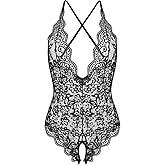 Women One Piece Lingerie Sexy Teddy V Neck Bodysuit Lace Nightie