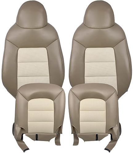 Soillar Front Seat Cover Set For Ford Expedition 2003-2006 – Tan Microfiber Leather – Bottom & Back