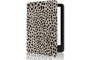 MOROCK Slim Case for Kindle Paperwhite 11th Generation(2021 Release,Model NO.M2L3EK), Fits 6.8" Amazon Kindle Paperwhite Signature Edition, Lightweight PU Leather Cover, Khaki Leopard Print