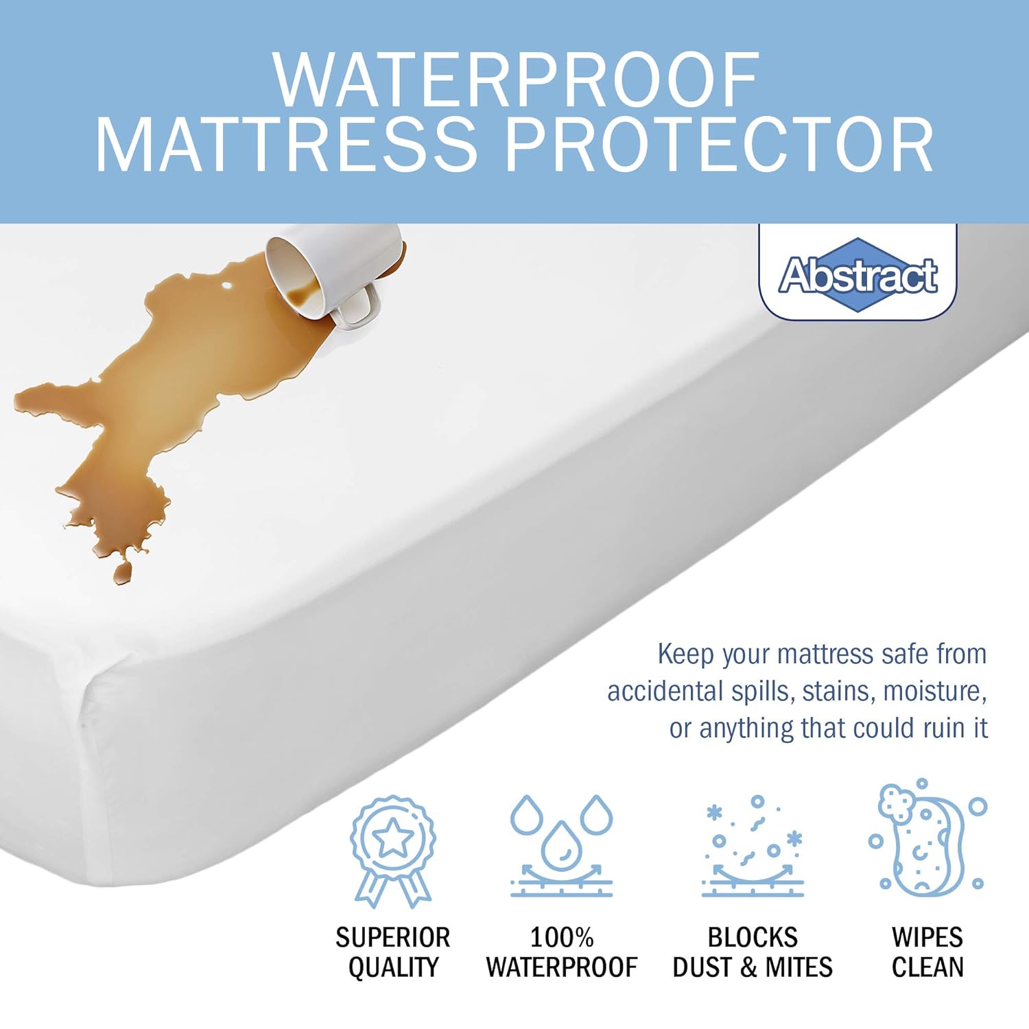 Abstract Vinyl Mattress Protector Corner Fitted Style Cover White (39