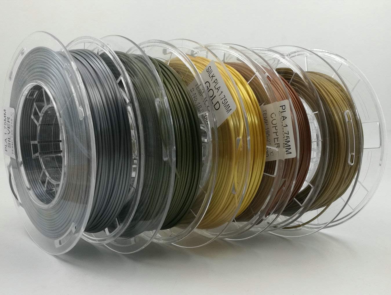 Stronghero3D 1.75mm PLA 3D Printer Filament Gold Silver Copper Bronze Brass Each 200gram Bundle Pack Spool - Dimensional Accuracy +/- 0.05mm