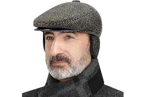 DOCILA Ivy Cap for Men Retractable Invisible Earflap Caps Warm Autumn Winter Wool Blend Beret Flat Newsboy Gatsby Hats