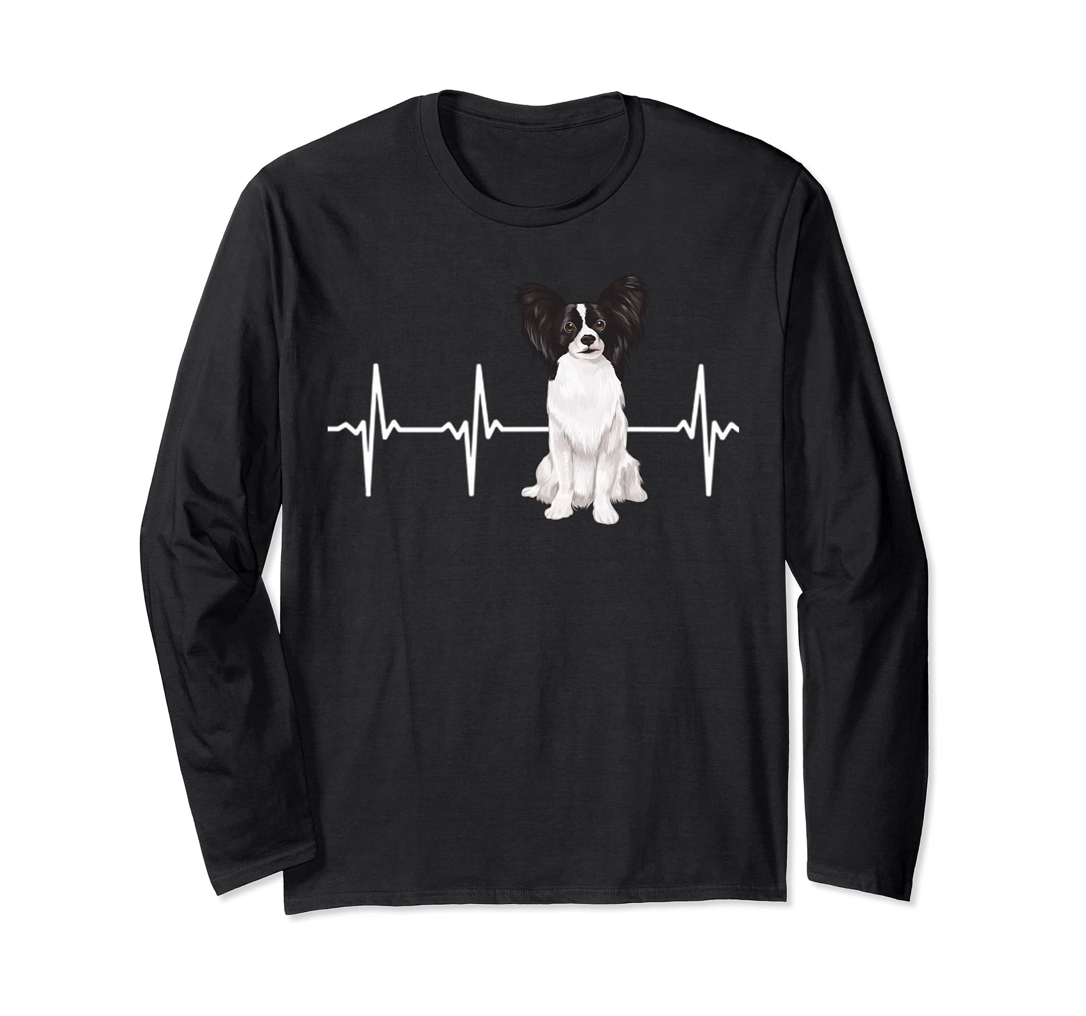 Papillon Heartbeat Dog Lover Long Sleeve T-Shirt