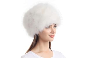 LA CARRIE Women's Faux Fur Hat for Winter with Stretch Cossack Russian Style White Warm Cap