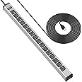 Metal 16 Outlet Power Strip, Extra Long Power Strip With10ft Cord, BTU Heavy Duty Power Strip Wall Mount, Garage Power Strip with Switch for Work Shop, Workbench Industrial Commercial Use (Silver)