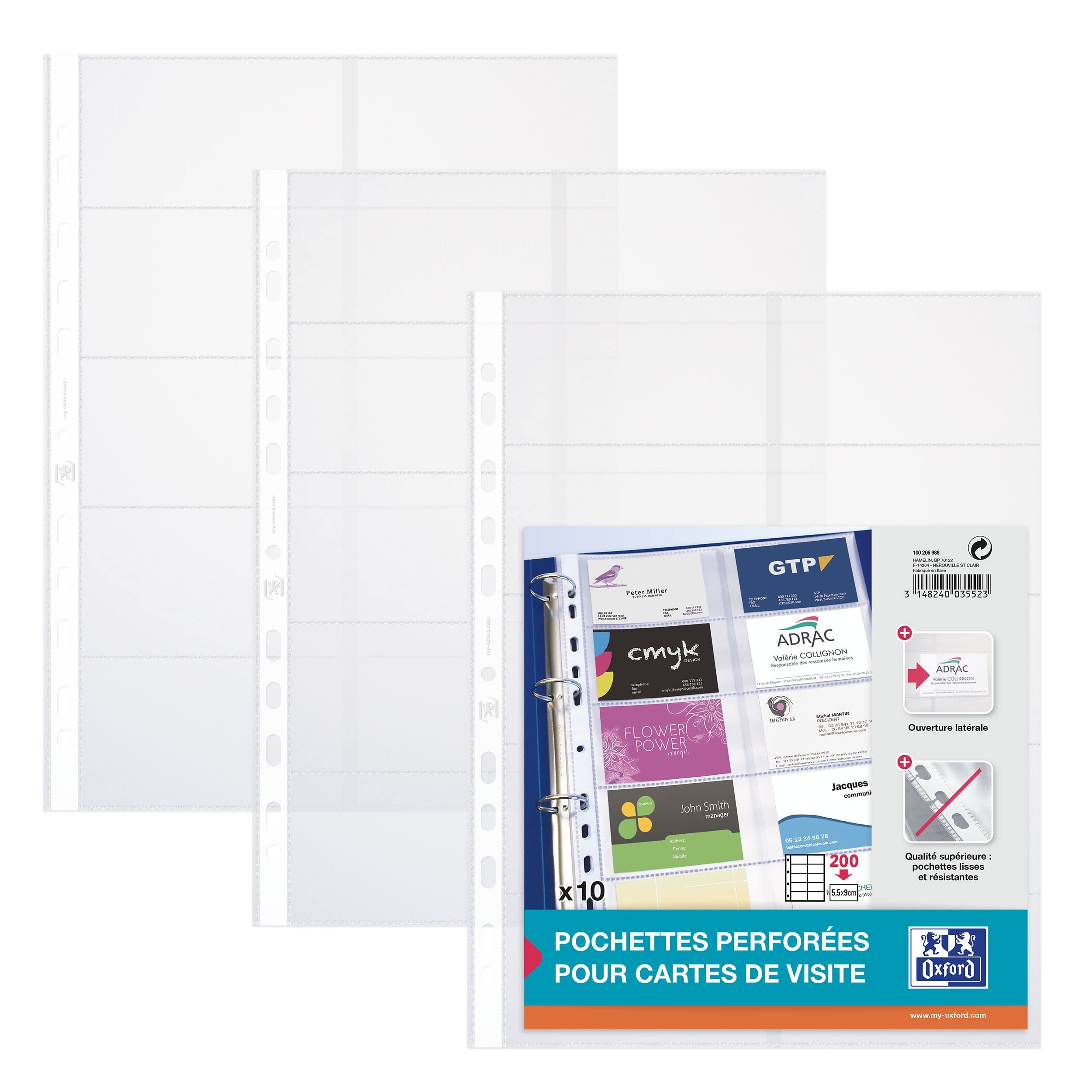 Elba Business Card Pockets Multipunched A4 PVC Card Size 55x95mm Pack 10 Ref 100206988
