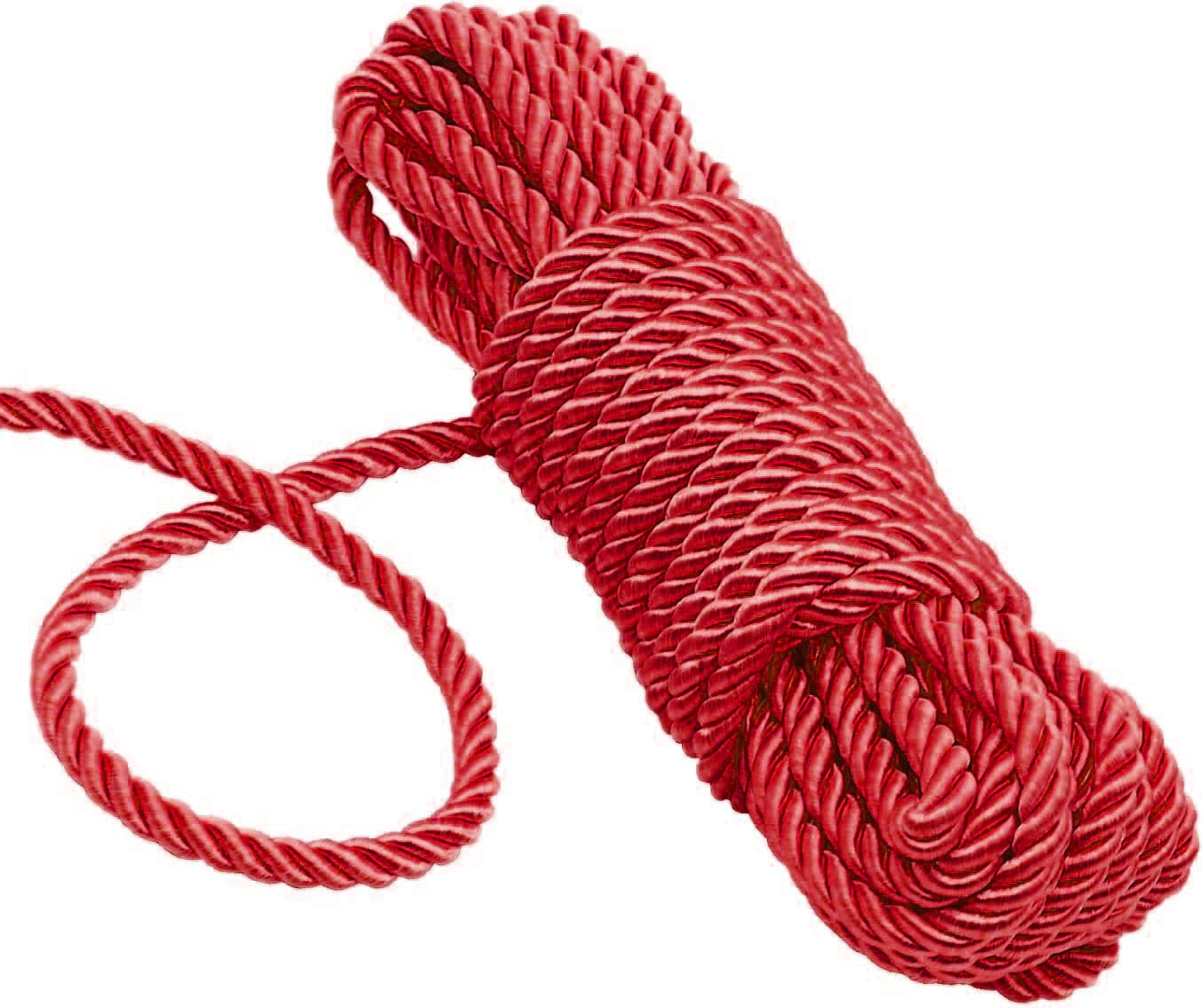 KuTi Kai All Purpose Rope 8 mm 10M - 32 Feet Length Strong Multifunctional Soft 100% Nylon Rope Natural Twisted Durable Long Ropes (Wine Red)