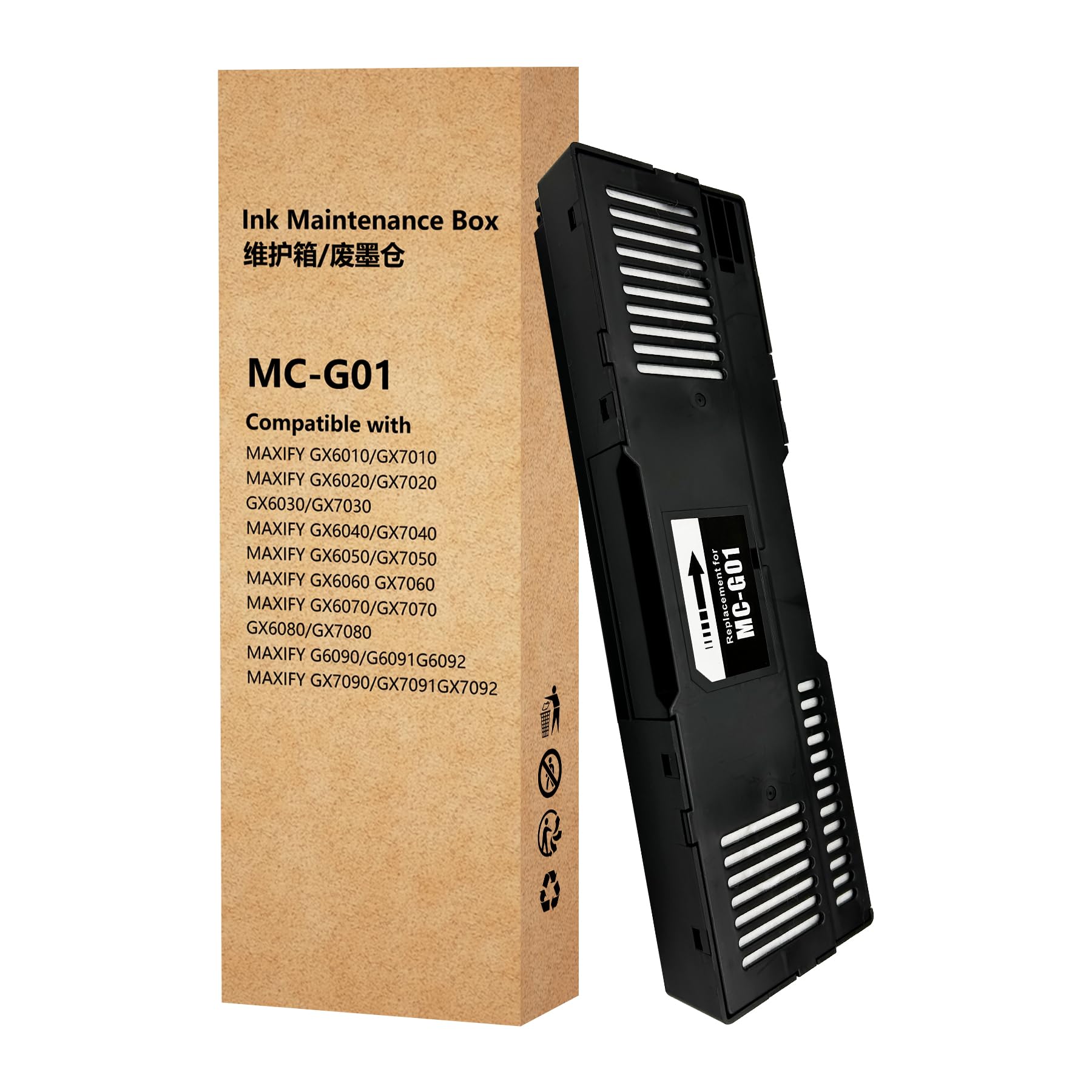 HEMEINY MC-G01 Maintenance Cartridge Compatible with MAXIFY GX6030 GX7030 GX6040 GX7040 GX6050 GX7050 GX6060 GX7060 GX6070 GX7070 GX6080 GX7080 G6090 G6092 GX7090 Printer,G01 Maintenance Tank
