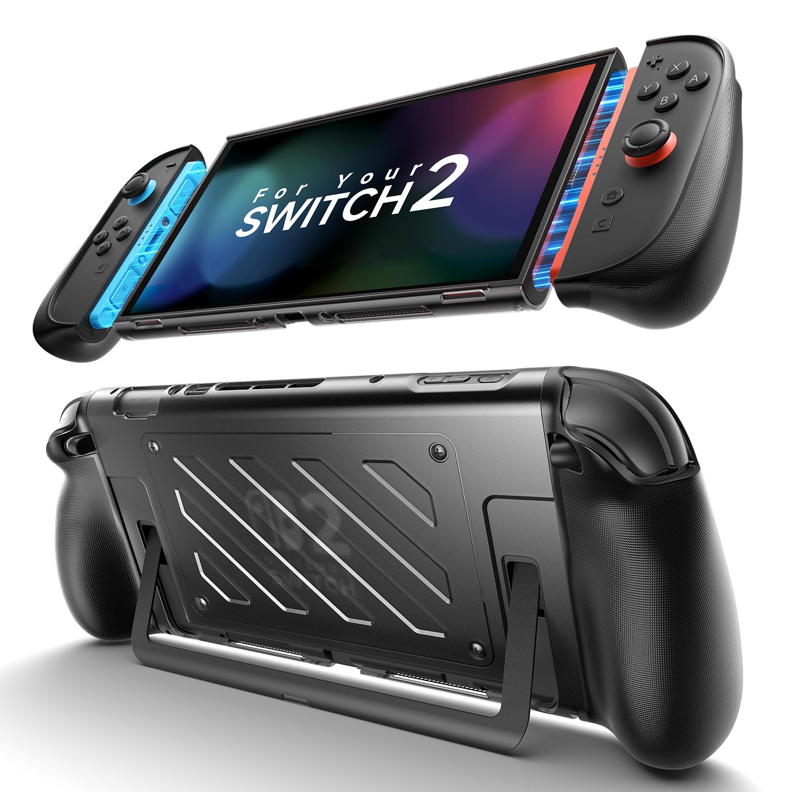 Photo 1 of JSAUX Split Protective Case for Nintendo Switch 2, TPU Thickened Grip Cover Compatible with Switch 2, Accessories with Stand Support & Shock Absorption-PC0114A?Only Case No Front Cover?
