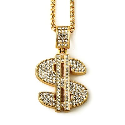 14K Gold Plated Hip Hop Necklace with Big Money Sign Zambia Ubuy