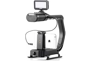 Handheld Stabilizer & Video Led Lights Skateboarding for DJI OSMO iPhone 11 X 8 8 Plus 7, Sevenoak Handle Grip & Built-in Stereo Mic for Smartphone GoPro Canon Sony Alpha RX0 DSLR Camera Camcorder