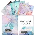 Ddowanx 6 Pack Pocket Folders, Heavy Duty Plastic File Folders with Pockets, Folders for Documents Letter Size, Cute Marble Colors Folder Back to School Supplies for Students Teachers (6)