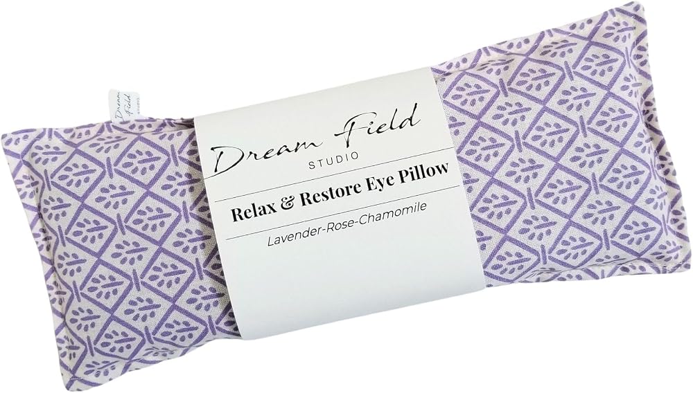 Organic Lavender Eye Pillow, Flaxseed Fill | Provence Tile | Handmade with organic lavender, chamomile & rose blend; calming