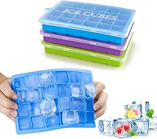 Morfone Eiswürfelform,3 Stück Silikon Eiswuerfel Form Eiswuerfelbehaelter Mit Deckel Ice Cube Tray, Eiswürfelformen Eiswürfel Form, LFGB Zertifiziert, 24-Fach