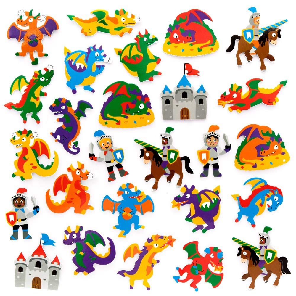 Baker Ross Dragon Foam Stickers - Pack of 200, Chinese New Year Craft Kit, Crafts for Kids (FE250)